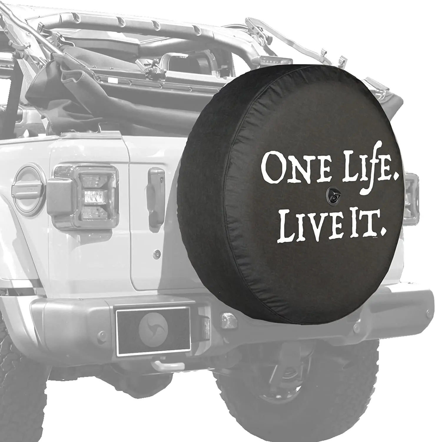 

Boomerang - One Life Live It - 33" Soft JL Tire Cover for Jeep Wrangler JL (with Back-up Camera) - Rubicon (2018-2021)