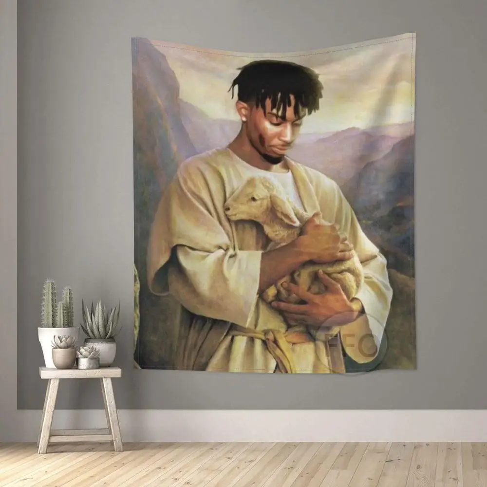 Гобелен Christian Playboi Carti Meme гобелен с изображением Иисуса ягненка настенный