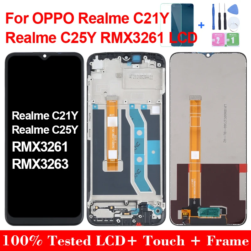 

6.5"Original For Oppo Realme C21Y C25Y RMX3261 3263 RMX3265 LCD Display Touch Screen Digitizer Assembly Replacement Repair Parts