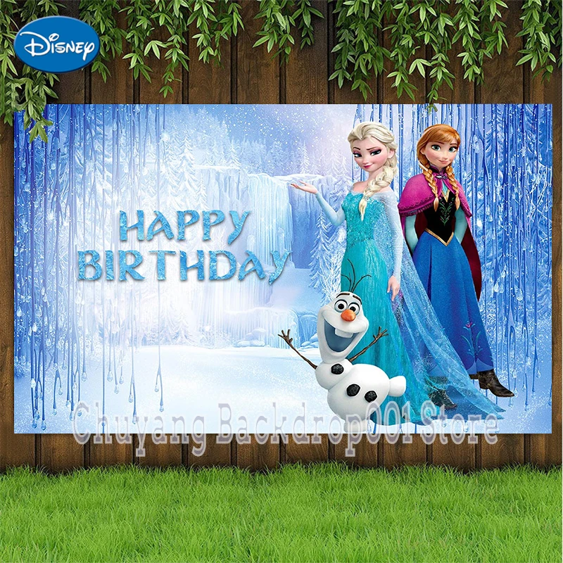 Disney Winter Ice Frozen Snowflake Castle Backdrop Elsa Anna Snow Queen Princess Girls Birthday Party Decor Photo Background