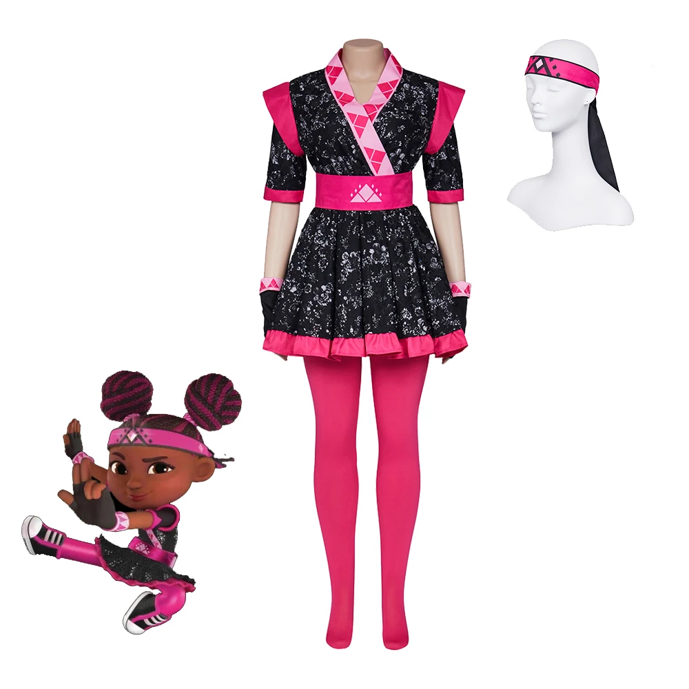 Аниме The Kimoja Heroes Kiya Косплей Костюм Лолита Платье Брюки с поясом Перчатки Головные