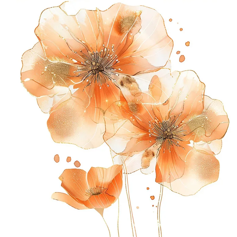 

Наклейка на унитаз оранжевые цветы