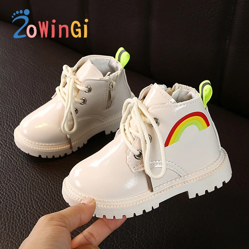 

Ботинки Martin для девочек, размер 21-30, Осенние одноботинки для маленьких принцесс, модные детские радужные короткие ботинки в британском стил...