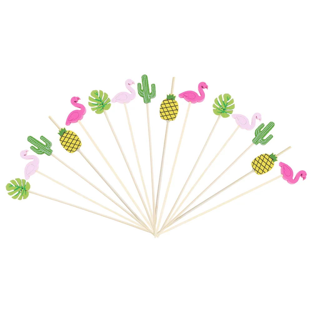 

Fruit Cocktail Picks Toothpicksticks Party Drink Appetizer Toothpicks Hawaiian Cup Pick Dining Plates Decoration Ice Sandwich