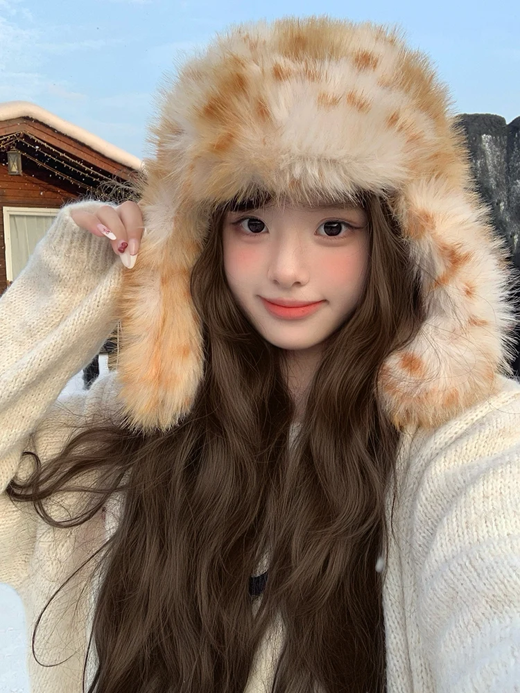 Плюшевый чепчик детский зимний ветрозащитный морозостойкий теплый наушник