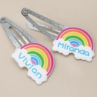 personalized glitter rainbow hair clip girls rainbow clip toddler hair clip rainbow hairpin rainbow barrette gift for girls