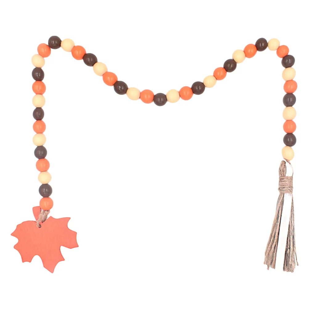 

Wooden Bead Tassel Maple Leaf Pendant Garland Hanging Ornament