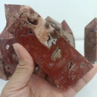 natural red ocean jasper stone column crystal healing decoration