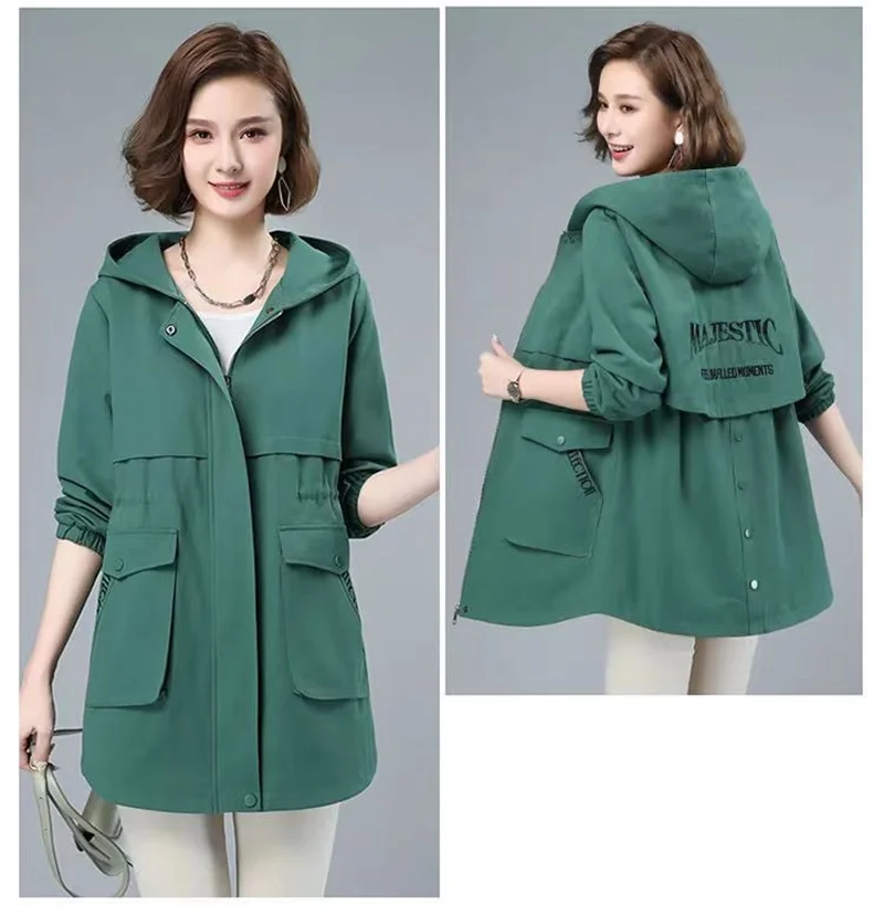 Женская длинная куртка с капюшоном на весну и осень 2024 новая свободная