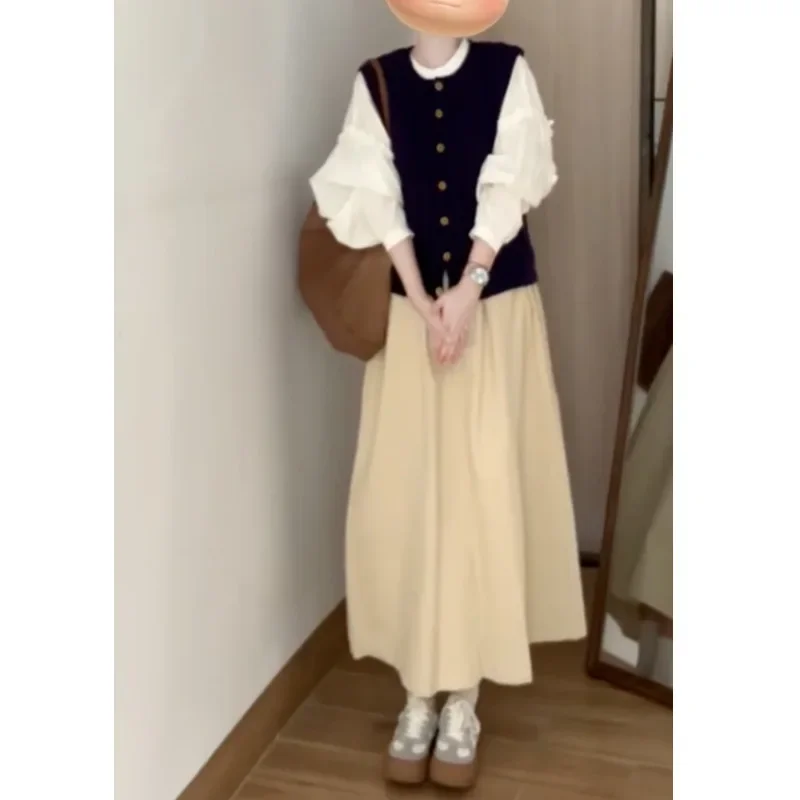 Элегантный вязаный свитер жилет кардиган с длинным рукавом женская мода 2024