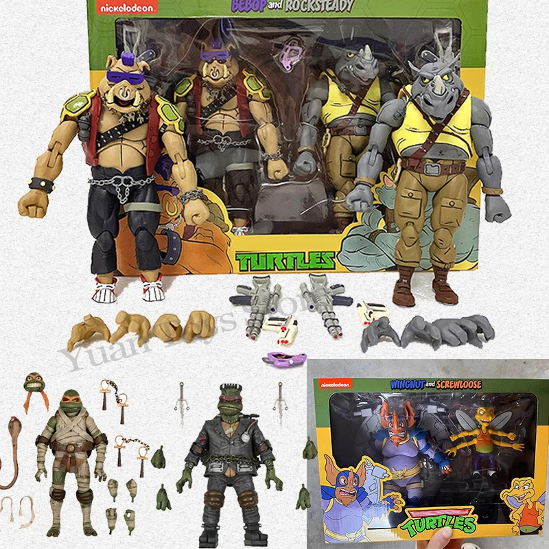 

NECA Michelangelo As Mummy Dirtbag Groundchuck Wingnut Screwloose Bebop Rocksteady Frankenstein's Turtle Action Figure Doll