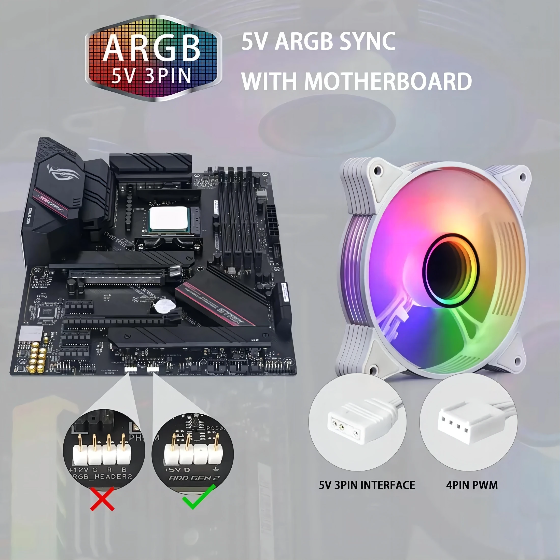 Aigo AR12PRO чехол для компьютера вентилятор ventoinha PC 120 мм rgb 4pin ШИМ Вентилятор