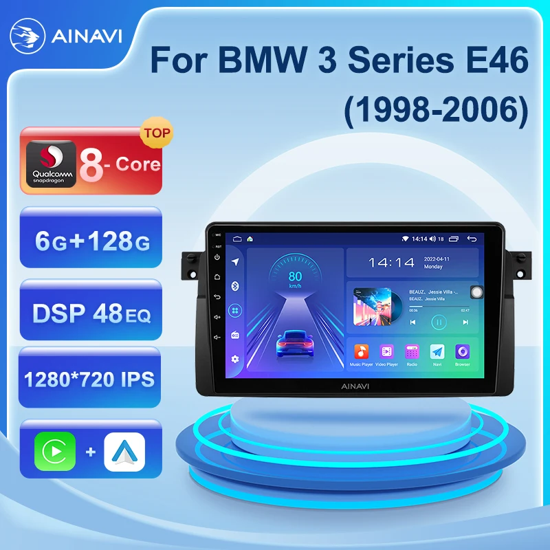 

Car Radio Qualcomm 8 Core Multimedia Player For BMW E46 1998-2006 Wireless Carplay Android Auto 4G DSP AI Voice 48EQ Autoradio