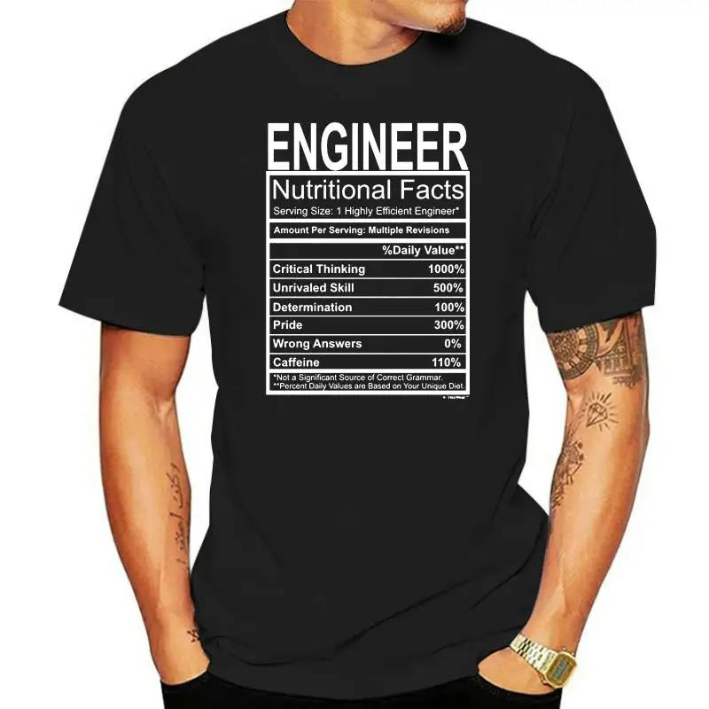 

New 2022 Fashion Fashion Casual Tee Shirts For Men Engineer Gift Nutritional Facts Gag Gifts design your own T shirt