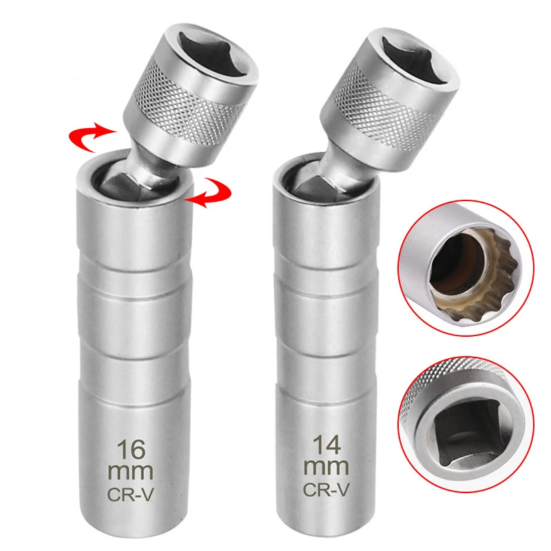 

Socket Wrench Magnetic 12 Angle Repairing Removal Tool Thin Wall 3/8" Drive Sockets for 14/16mm Spark Plug