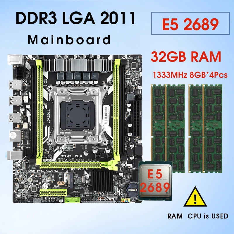 Комплект материнской платы x79 LGA2011 процессор Xeon E5 2689 ЦПУ 4 шт. x 8 ГБ = 32 памяти DDR3 ОЗУ