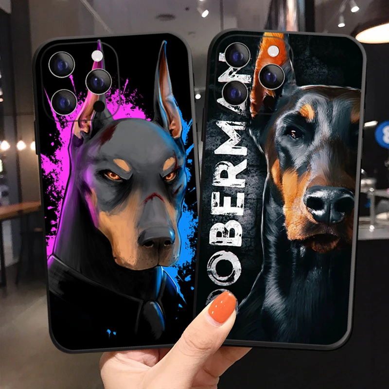 Черный чехол Doberman с изображением животных собаки для iPhone 11 12 13 Pro Max X XS XR 7 8 Plus 6S 13Mini