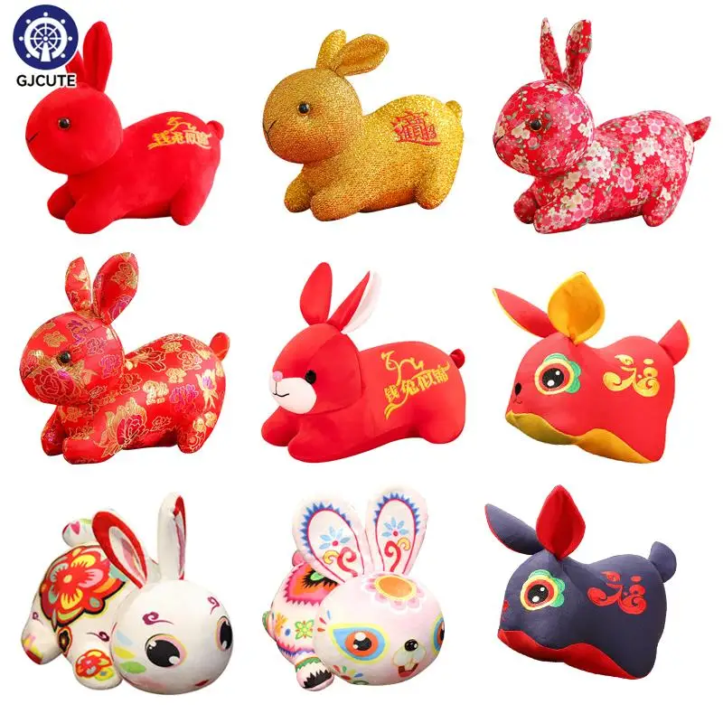 

Chinese Fortune Plush Zodiac Spring Festival Rabbit Plush Toy 2023 Cute Bunny Mascot Stuffed Doll Pillow For Kids New Year Gift
