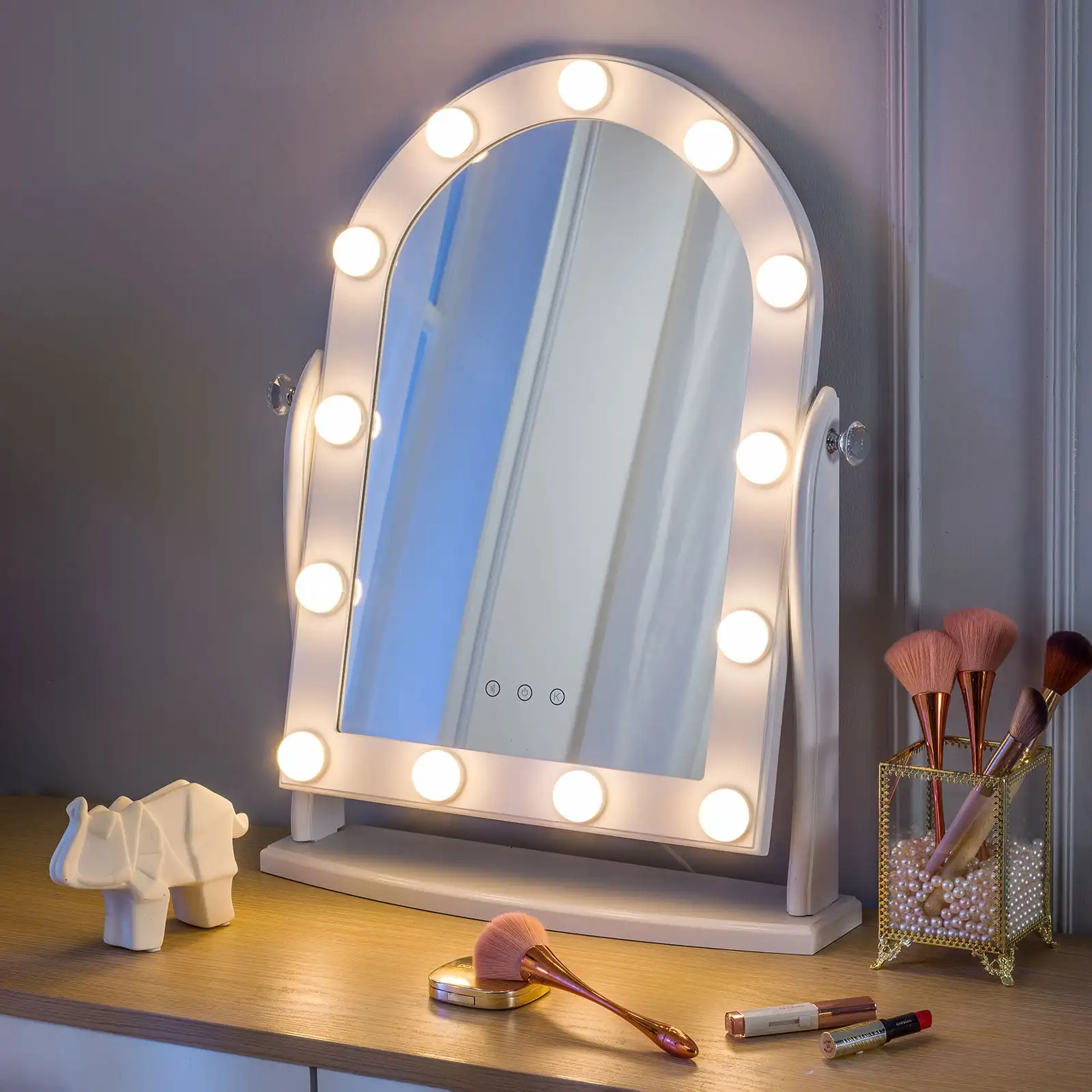 

Lighted Vanity Makeup Mirror with 13 LED Lights Tabletop Mirror White