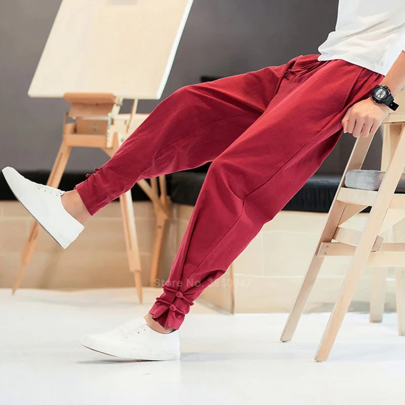 Брюки мужские в японском стиле винтажные Самурайские штаны брюки-султанки