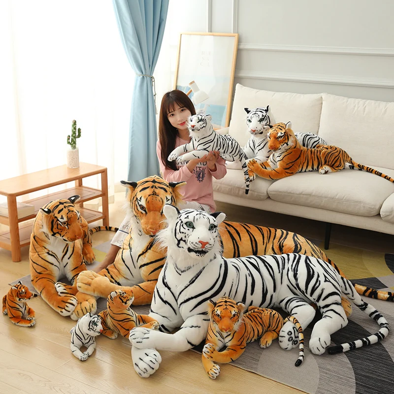 High Quality 30-90cm Big Size Simulation Siberian Tiger Plush Toys Yellow & White Tiger Dolls Children Kids Decor Birthday Gift