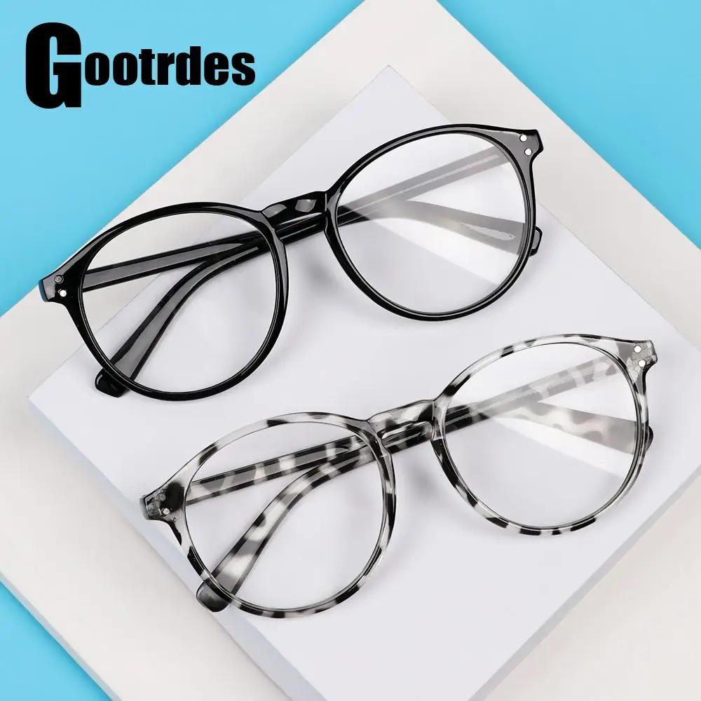 

New Black Leopard Myopia Glasses Fashion Round Frame Short Sighted Eyeglasses Anti Blue Light Optical Eyewear for Women Men