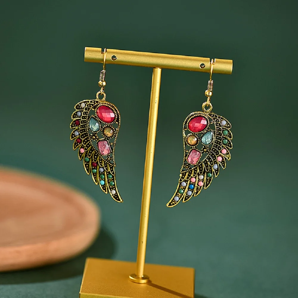 

Unique Balck Owl Earrings Feather Vintage Ethnic Leaf Angle Wings Heart Butterfly Drop Earrings Jewelry For Women Party Gifts
