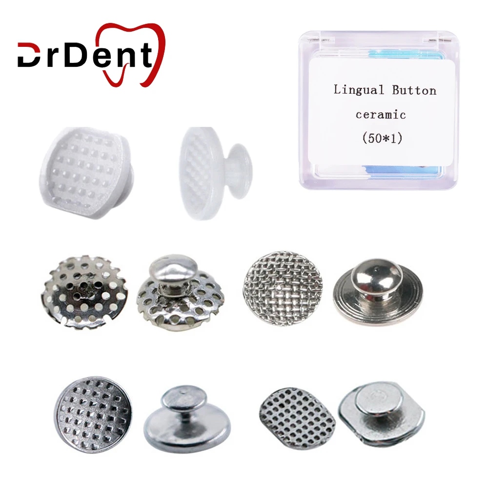 

Лингвальные Кнопки прозрачный керамический композитный металл 50 шт./коробка Ортодонтические кнопки языки Ортодонтические стоматологические