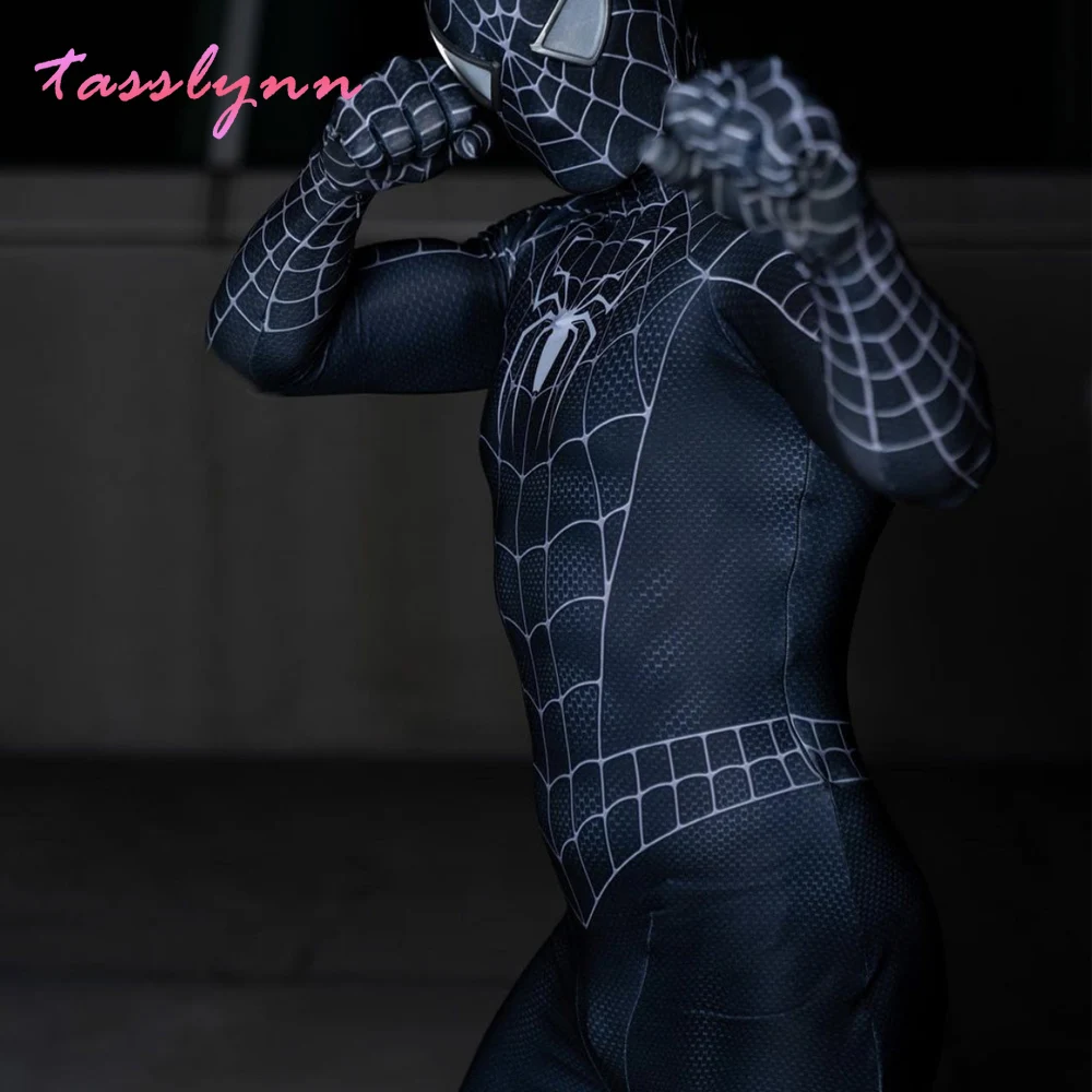 Костюм темного человека черного цвета для взрослых и детей симбиотик косплей