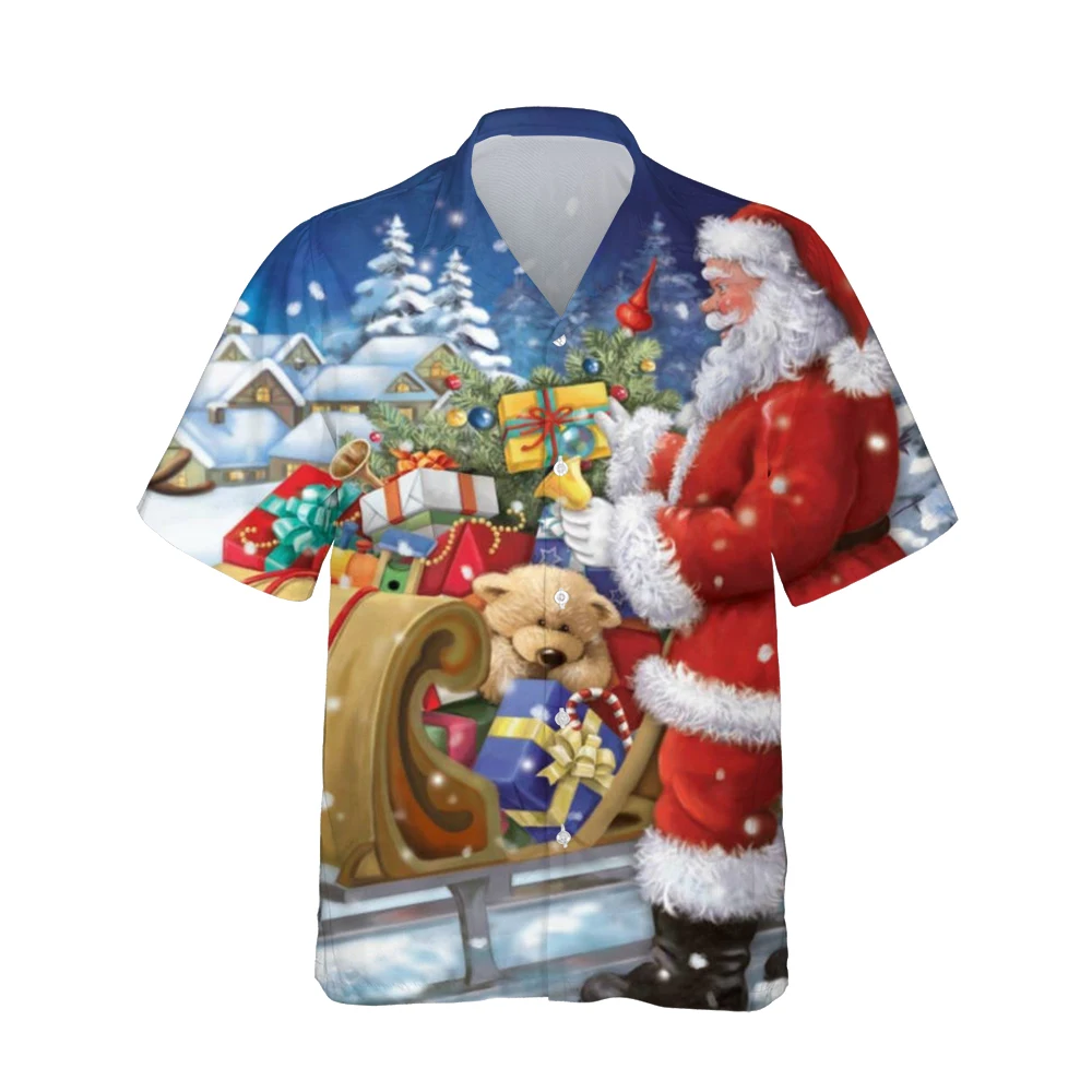 

Jumeast 3D Christmas Santa Claus Shirts For Men Hawaiian Short Sleeve Button Up Men's Shirt Fashion Blouses Streetwear Clothes