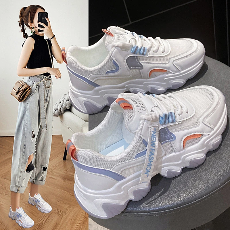 Women Platform Shoes Fashion Sneakers Woman Casual High Qualtiy PU Ladies White Increased Female Trainers Promotion |