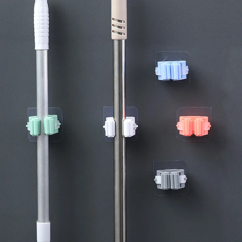 

Adhesive Multi-Purpose Hooks Wall Mounted Mop Organizer Holder RackBrush Broom Hanger Hook Kitchen Bathroom Strong Hooks