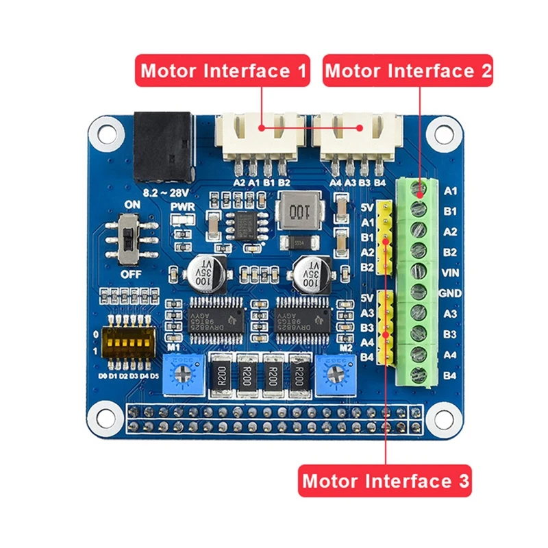 Плата драйвера шагового двигателя DRV8825 для Raspberry Pi 4B 3B + Zero 2 Вт модуль с двумя