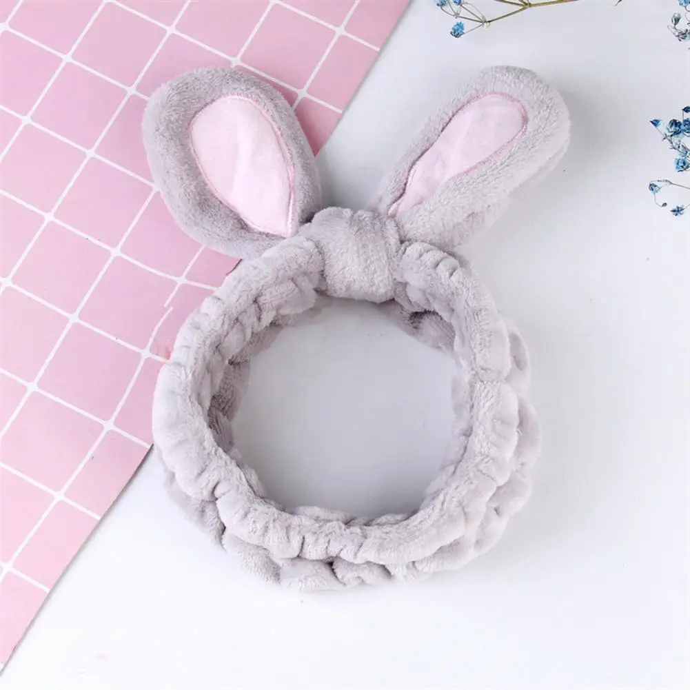 

Decorative Headdress Rabbit Ear Decor Coral Fleece Spa Headband for Home