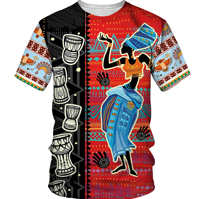 

African Men's T-shirt Short Sleeve O-neck Plus Size Casual Retro Style 3D Print Big Stone Clothing