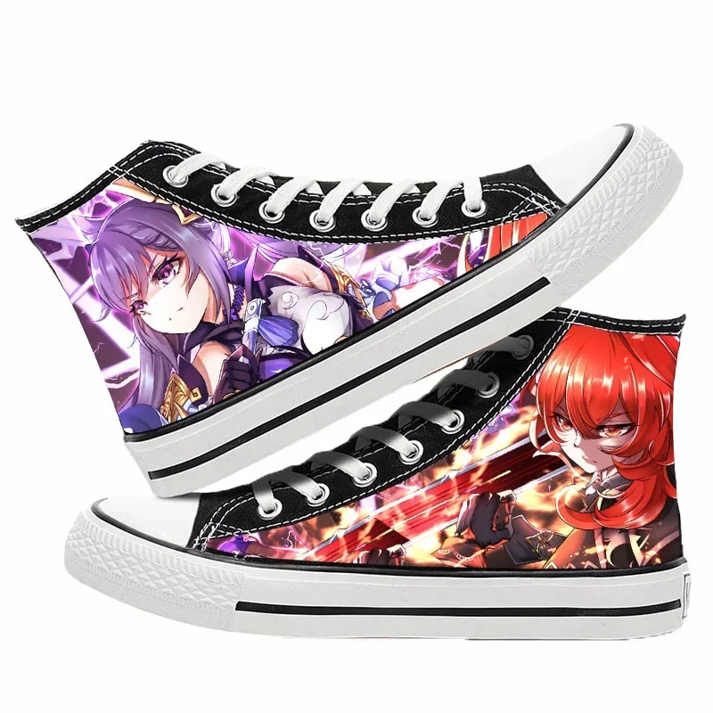 Game Genshin Impact Klee Xiao Print Canvas Zhong Li Tartaglia Won Косплей Высокие кроссовки Повседневная