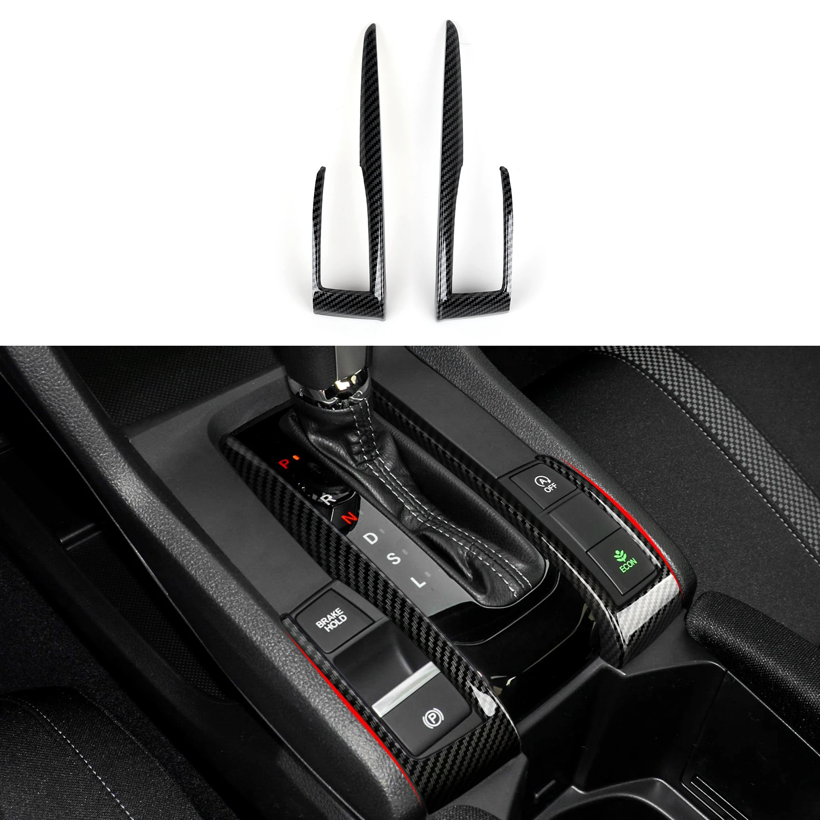 

Для Honda Civic 10-го поколения (2016-2021) аксессуары для интерьера, центральная консоль автомобиля, панель переключения передач, наклейка на отделку из АБС-пластика из углеродного волокна