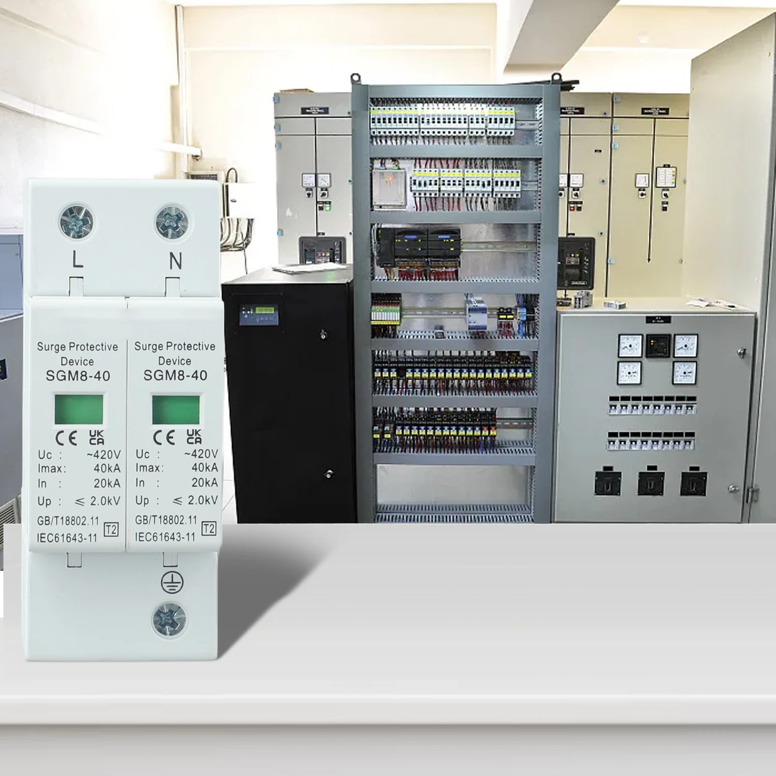 2P 20KA-40KA Устройство защиты от перенапряжения Защита молний Расширитель 420 В