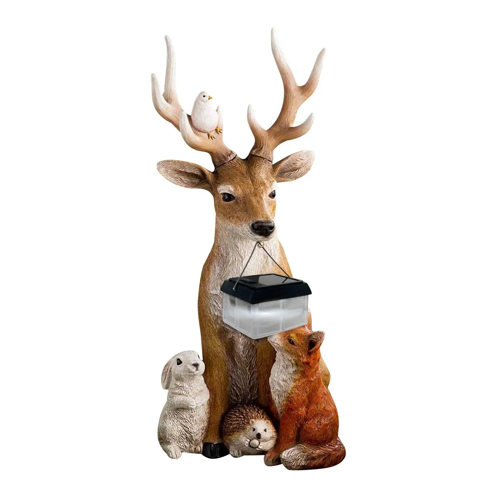 1 шт. садовая статуя из смолы олень кролик еж жирный волк солнечная энергия 20x10x8 см