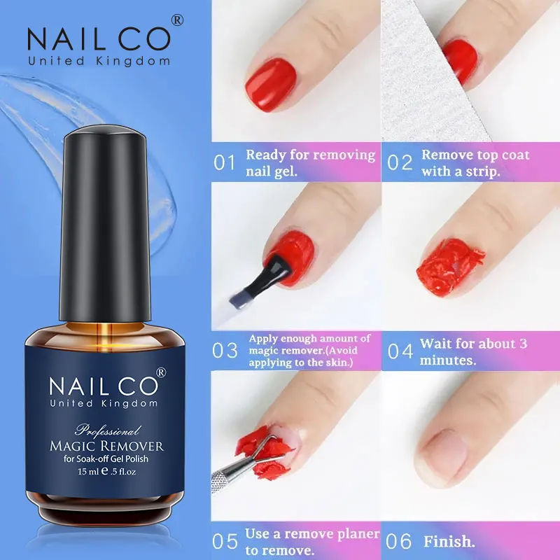 

NAILCO New 15ml UV Magic Remover Gel Base Top Coat Gel Nail Polish LED Gelpolish Nail Art Primer Lacquer Top Foundation Soak Off