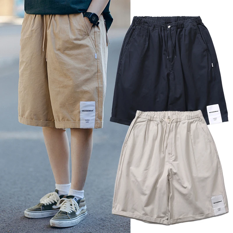 

Japan Style WOODENhea Trendy Brand Loose Wide Leg Work Shorts Japanese CityBoy Five Point Casual Pants for Men