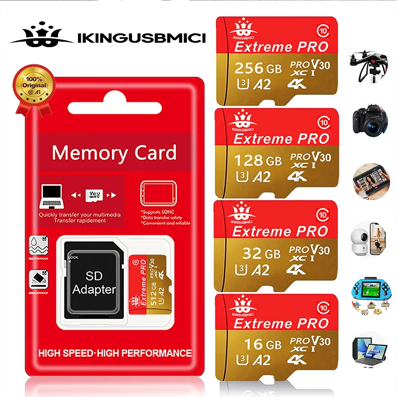 Фото Карта памяти Ultra Micro SD 512 ГБ, 32 ГБ, U1, A1, класс 10, 64 ГБ, 256 ГБ, Micro SD/TF, флеш-карта, 512G microSD для телефона и ПК №1