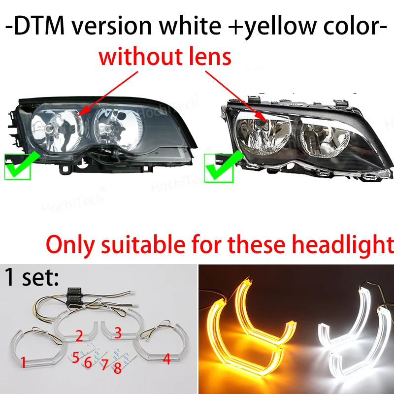 

Для BMW E46 316i 318i 320i 325i 325xi 330i 330xi 99-05 Дневный свет DTM M4 Стиль для модернизации Crystal Angel Eyes комплект колец