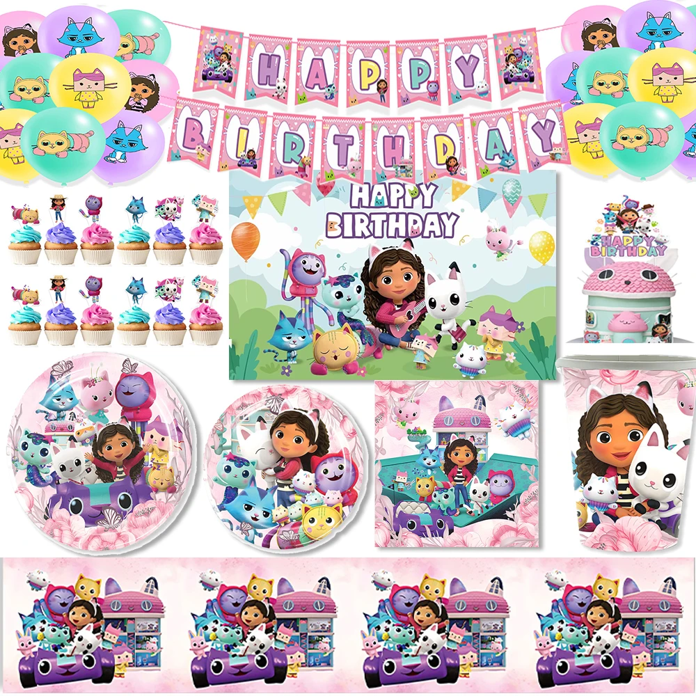 Мультфильм милый кукольный домик Габби фон детский декор для дня рождения