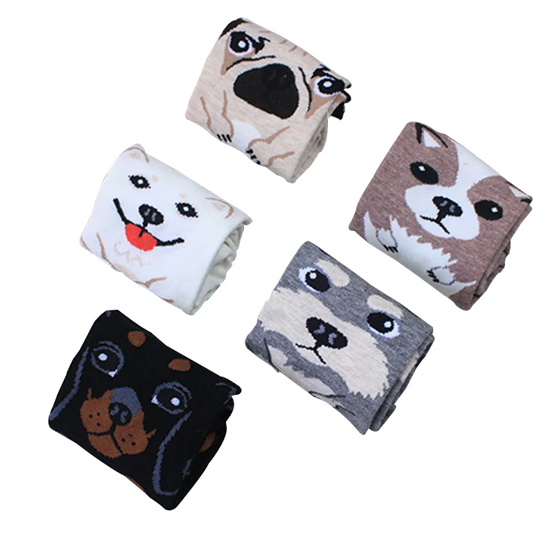 Morematch 1 Pair Women Animal Ankle Sock Pug Corgi Rottweiler Schnauze Samoyed Dog Pet Cotton Socks 5 Colors Optional
