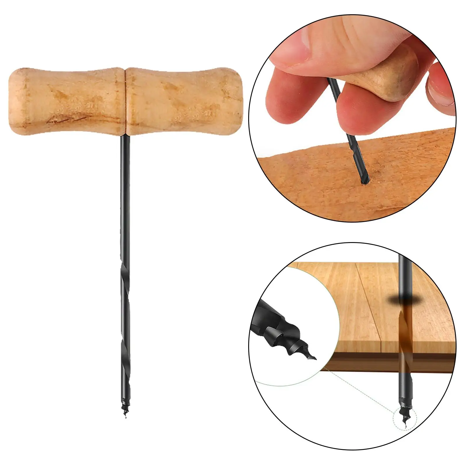 

Hand Auger with Non Slip Handle Woodworking Hole Bit Manual Survival Drill Bit for Camping