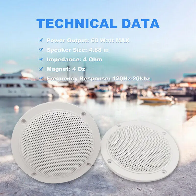 Herdio 4 Inch 160W Home In-Wall Ceiling Waterproof Speaker Surround Sound Speaker for Kitchen Bathroom Yacht Outdoor Theater