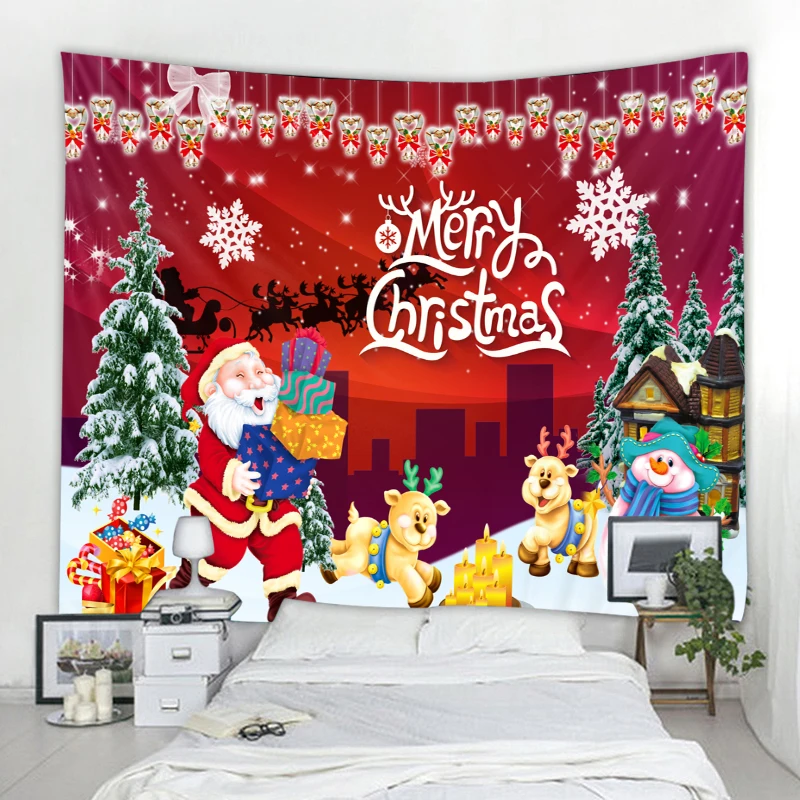 

Christmas tapestry Santa Claus gives gifts Nordic style INS tapestry hippie bohemian decoration tapestry bedroom decoration