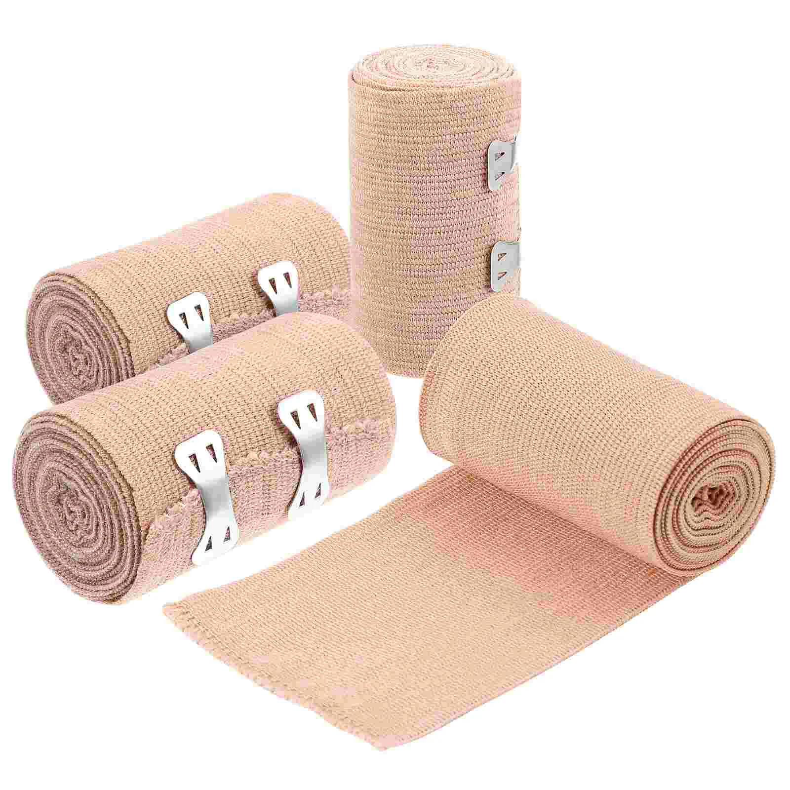 

SUPVOX 4pcs Elastic Bandage Bandage Wrap Roll for Supports Sports Injury with Metal Clips