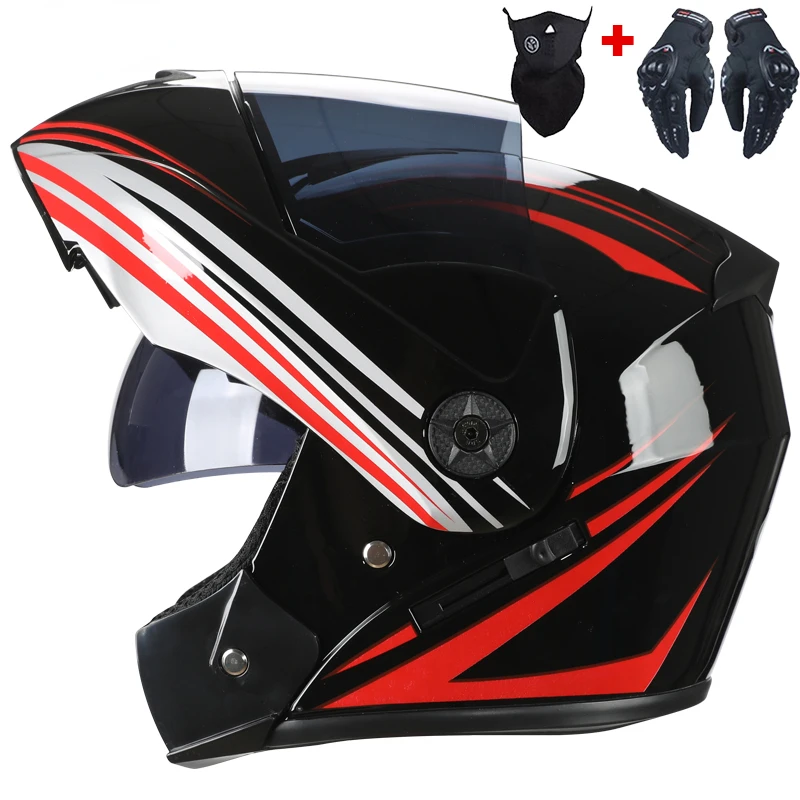 NEW Flip Up Motorcycle Helmet DOT Casco Casque Moto Motocross Full Face Moto Helmet with Inner Sun Visor Helmets for Men